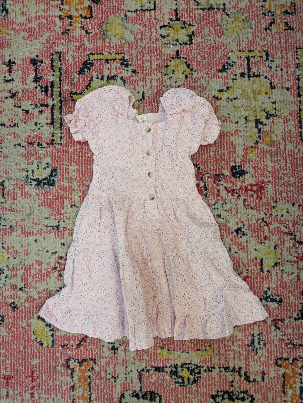 kate quinn Light Pink Eyelet Button-Front Dress